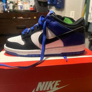 Nike Black and Blue Sneakers Classic Dunk Design